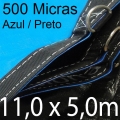 POLYLONA SUPER M: 11,0x5,0m PP/PE AZUL/PRETO 500 MICRAS com argolas "D" INOX a cada 50cm